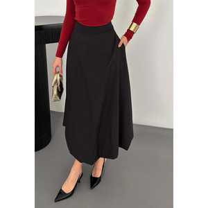 Wholesale Satin Silk Cotton Balloon <b>Skirts</b> <b>Black</b> Embroidered Sequins Print Decoration Flared Design XS Size Natural <b>Long</b> Plain - Product Image 2