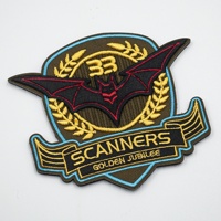 Badges brodés 3D personnalisés en relief, forme chauve-souris, à coudre, avec motif chauve-souris et laurier, pour uniformes et sacs