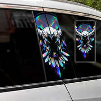 Autocollant universel pour pilier B de voiture, design animal arc-en-ciel au laser, vinyle imperméable, autocollant pour fenêtre, accessoires de décoration extérieure de voiture personnalisés