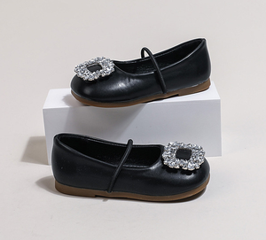 Spring NewLittle Girl's Dress Shoes Children's Crystal Slip-on Soft Sole Temperament Square Toe Ballet Dress Shoes - Product Image 5