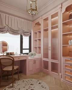 Modern Solid Wood Wardrobe Popular Design Glass and Wood Door Large Space Storage Dresser European Style <b>Desk</b> Integrated - Product Image 1