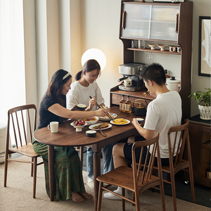 Tre hiện đại sideboard bàn ăn tích hợp được xây dựng trong có thể gập lại tường căn hộ nhỏ phòng khách gỗ rắn lưu trữ trà - Product Image 5