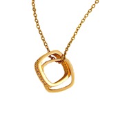 Collier double anneau en zircon fin, plaqué or véritable sur cuivre, avec chaînes en bambou, accessoires sportifs pour femme, ensemble cadeau tendance