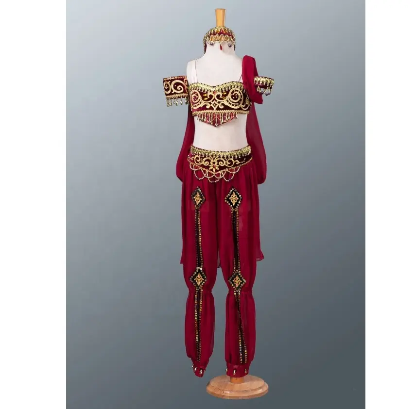 Danza del ventre usura di prestazione egiziano costume Carcere pas de Deux personalizzato Arabo di stile del vestito spaccato costume professionale