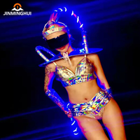 Future Warrior Technological Sense Phantom Laser Bikini Performance Costume Discothèque LED Glowing Cold Light for Graduation Big