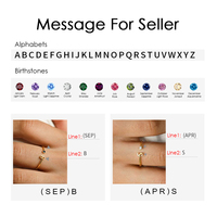 Bague personnalisée EMANCO en acier inoxydable avec initiale et pierre de naissance, ajustable, pour femme