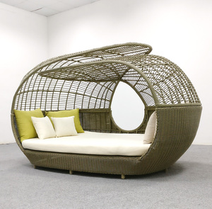 Ngoài trời Vườn Hồ Bơi <span class=keywords><strong>Cabana</strong></span> đồ nội thất bãi biển Patio đi văng với tán Sun <span class=keywords><strong>Lounger</strong></span> ngoài trời <span class=keywords><strong>wicker</strong></span> đồ nội thất mây sofa - Product Image 4