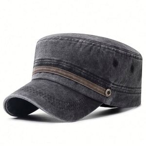 2025 New Arrival Faded Cotton <b>Flat</b> Top Camp <b>Cap</b> Breathable Outdoor Sun Hat Two Tone Sports <b>Cap</b> for <b>Men</b> - Product Image 6