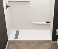 Receveur de douche autoportant en pierre artificielle, design moderne, rectangulaire, surface solide, pour salle de bain d'hôtel, 36 x 60, avec drain encastré
