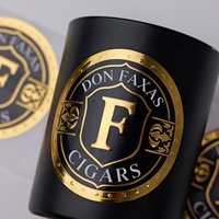 Autocollant de logo 3D de luxe découpé sur mesure, en papier artistique gaufré, étiquette ronde avec dorure à chaud