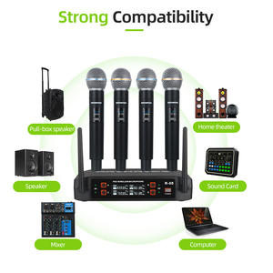 RAYHAYES 4 채널 무선 마이크 시스템 듀얼 핸드헬드 <span class=keywords><strong>Uhf</strong></span> 전문 노래방 마이크 - Product Image 5