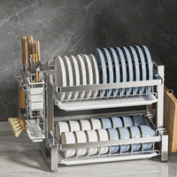 Égouttoir à vaisselle commercial en acier inoxydable noir pour cuisine, organisateur de plats, support de rangement pour armoire et comptoirs