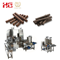 Ligne de production de snacks compacte et robuste pour rouleaux aux œufs, gaufrettes et bâtonnets, avec mélangeur de pâte et fonction de fabrication de chocolat à base de farine