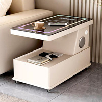 Table d'appoint mobile intelligente avec chargeur sans fil et haut-parleur Bluetooth, table d'appoint mobile pour salon et chambre à coucher