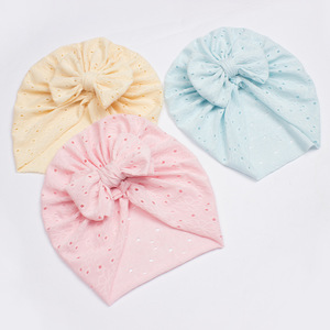 Casquette pour bébé de style européen et américain Nouveau pull à nœud rayé pour les tout-petits <span class=keywords><strong>Turban</strong></span> à mailles fines d'inspiration indienne pour l'hiver et l'été - Product Image 1