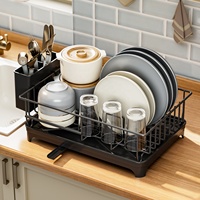 Küchen geschirr trockner Aufbewahrung platten Organizer Dish Drainer Racks mit hängendem Besteck halter