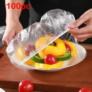 100pcs Disposable Food Cover Plastic <b>Wrap</b> Elastic Food Lids for Fruit Bowls Cups Caps Storage <b>Kitchen</b> Fresh Keeping Saver Bag - Product Image 2