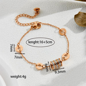 سوار نسائي من الفولاذ المقاوم للصدأ بأرقام رومانية متينة من الزركون بتصميم عصري سلسلة عصرية بخصر صغير هدية رائعة - Product Image 6