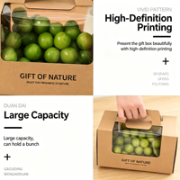 Boîte d'emballage cadeau carrée portable biodégradable personnalisable avec logo, transparente à fenêtre, pour fruits, légumes, maïs et œufs