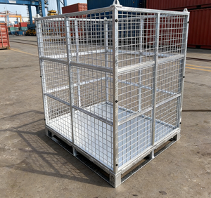 Gegalvaniseerde opvouwbare palletkooi, corrosiebestendig, hoge capaciteit, ruimtebesparende industriële opbergbox voor magazijn - Product Image 1