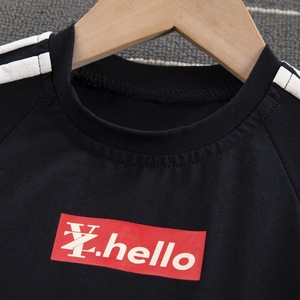 ชุดเสื้อยืดแขนสั้นสีพื้นผ้าฝ้ายขายดี พร้อมกางเกงลายพรางสไตล์เกาหลีสำหรับเด็ก - Product Image 2