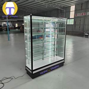 Espositore per negozi al dettaglio Design moderno con Base inferiore bianca con cornice in alluminio nero con Display in vetro a visione completa - Product Image 6