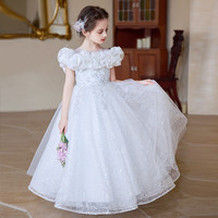 Robes longues à fleurs pour filles, style princesse, pour l'été, fête d'anniversaire, mariage, spectacle, costume blanc de Noël, vêtements pour enfants en gros