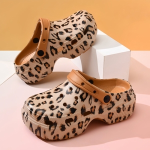Chaussures de jardin imperméables en mousse à motif léopard <span class=keywords><strong>pour</strong></span> femmes, antidérapantes, style simple, type sabots et mules – Grande Vente - Product Image 2