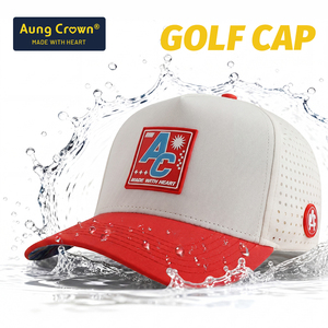 Casquette de golf personnalisée OEM en caoutchouc avec logo, 5 panneaux, imperméable, performance, sublimation, perforations découpées au laser, Gorras classique, séchage rapide - Product Image 3