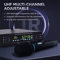 Microphone sans fil UHF double avec micro-cravate et émetteurs de poche, signal stable pour l'enseignement, les discours, les églises, le fitness et la scène