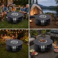 Grill multifonction en acier de qualité supérieure moderne avec allumage automatique et foyer de cuisson à double combustion