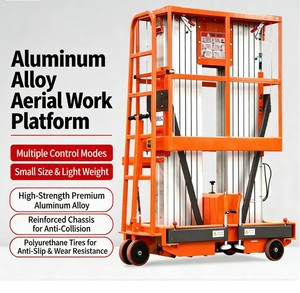 Nouvelle <span class=keywords><strong>plateforme</strong></span> de travail électrique compacte HZHI à mât unique en alliage d'aluminium, hauteur 4m-16m, capacité 100kg, 4 personnes, vitesse 3-5m/min - Product Image 2