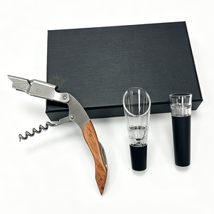 Ensemble de Voyage 3 Pièces Personnalisable : Aérateur, Bec Verseur et <span class=keywords><strong>Bouchon</strong></span> de Bouteille en Acier Inoxydable – Outils à Vin – Coffret Cadeau pour Voyage - Product Image 3