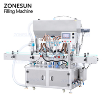 Servomoteur automatique ZONESUN 6 têtes Sauce chili pâte de miel pot de confiture beurre d'arachide bouteille Machine de remplissage avec mélangeur chauffant