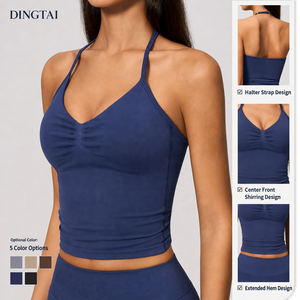 Top Deportivo Dingtai sin Costuras con Cuello Halter, Espalda Descubierta, Secado Rápido, Efecto <span class=keywords><strong>Push</strong></span>-<span class=keywords><strong>Up</strong></span>, sin Mangas, Certificado GCC - Product Image 3