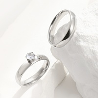 Vente flash - Bagues de fiançailles et de mariage pour couples en acier inoxydable plaqué or 18 carats, bijoux de mode, ensembles de bagues en zircon diamant pour femmes et hommes