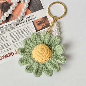 Porte-clés en crochet en forme de tournesol, accessoires pour sac à téléphone, couples, autres porte-clés en <span class=keywords><strong>macramé</strong></span> avec perles mignonnes - Product Image 5