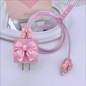 Accessoires mignons d'<span class=keywords><strong>enrouleur</strong></span> de ligne de données Bowknot pour <span class=keywords><strong>iphone</strong></span> 18W 20W chargeur câble housse de protection - Product Image 4