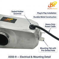 Calentador de Aire Diésel para Vehículos OkyRie AS50-9 de 5KW, Cuerpo de Aluminio, Kit Completo, 7KG de Peso Bruto, Control Remoto LCD