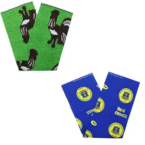 Tissu wax africain ankara et tissu wax 100% coton doux doré imprimé pour les femmes s'habillent en vert jaune rouge