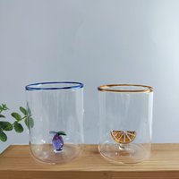 Groothandel Handgemaakte Hoge Borosilicaat Glazen Koffie Beker Hittebestendig Met Fruit Ornament Drinkwaren Voor Warme Dranken