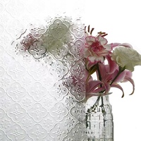 Verre décoratif à motif Camélia transparent à faible teneur en fer, avec fleurs pressées, vitrail teinté, anti-UV, haute résistance pour salle de bain