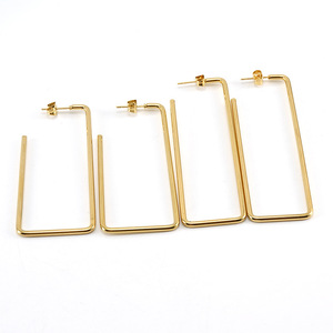 Zogxin Geometric Square Stud Earrings Gold 22x44mm 23x60mm Fashion Dangle Jewelry - Product Image 2