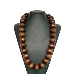 High Quality Wooden Trendy <b>Statement</b> <b>Necklace</b> Beaded Chain Fancy Stylish Bohemian Design Unisex Jewelry Wedding Party ANEES - Product Image 3