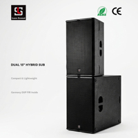 Système de sonorisation professionnel avec amplificateur de subwoofer actif double 15 pouces, 2400W, enceinte de scène de club alimentée avec DSP allemand