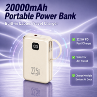 Proveedor de Baterías Externas al por Mayor B2B, Batería Externa Portátil de 20000mAh con Enchufe y Cable Integrados, Carga Súper Rápida