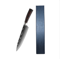 Couteau de chef à motif damas, manche en bois coloré, acier inoxydable 4cr13, coupe multifonctionnelle pour la viande et les légumes, couteau de cuisine