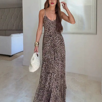 Robe longue sans manches à col en V imprimé léopard J45 – Nouvelle collection tendance pour femme, style streetwear estival