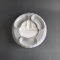 Ensembles écologiques pour enfants : Assiette en céramique de qualité alimentaire avec base en silicone antidérapante, compartimentée, sans BPA, compatible micro-ondes, portable