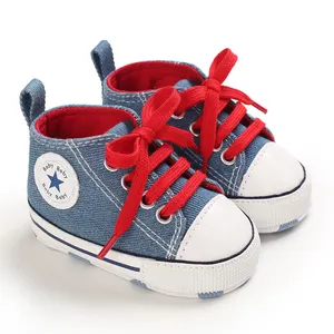 Calçados de lona infantis, sapatos de berço para meninos e meninas